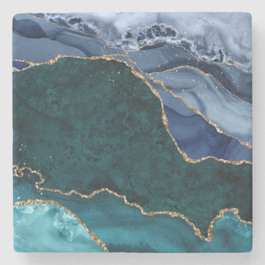 Lux Peacock Agate & Gold Steinuntersetzer (Vorderseite)