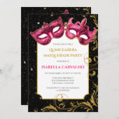 Lux Quinceañera Masquerade Party Einladung (Vorne/Hinten)