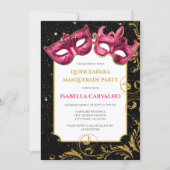 Lux Quinceañera Masquerade Party Einladung (Vorderseite)