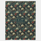 Lux red and green baubles personalized holiday fleecedecke (Vorderseite)