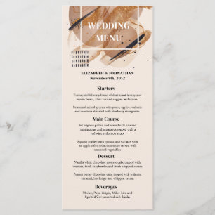 Lux Rose Gold Glitzer rostige Kupfertöne Hochzeit Menükarte