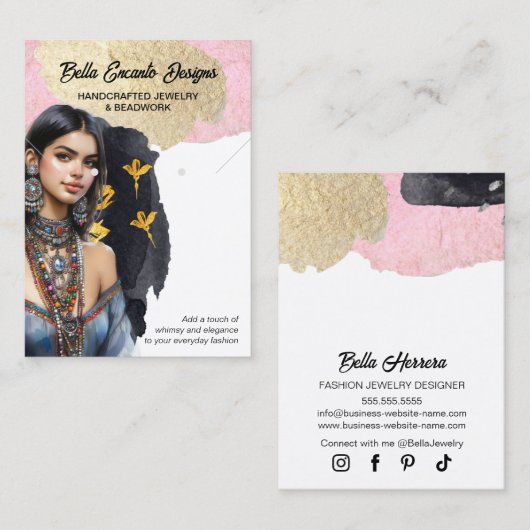 Lux Schmuck- und Earring Display Card Visitenkarte (Vorne/Hinten)