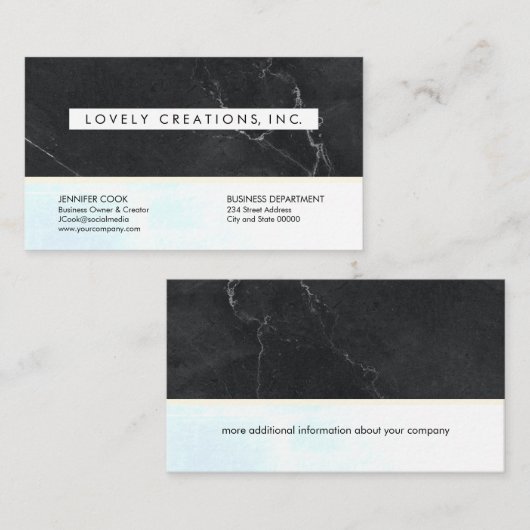 Lux | Schwarzer Marmor Visitenkarte (Vorne/Hinten)