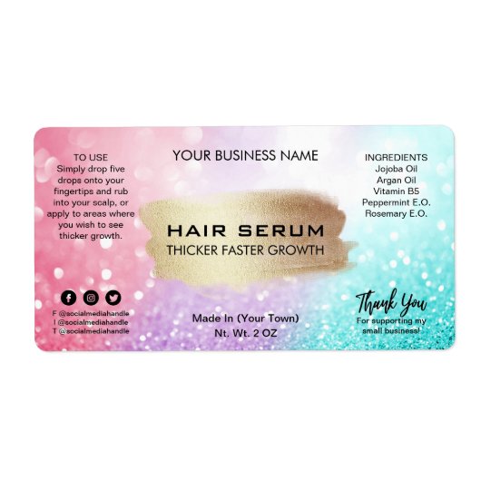 Lux Shimmer Cotton Candy Hair Serum Labels (Vorne)