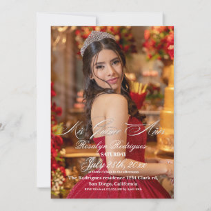 Lux und elegantes Foto Quinceanera Gold Einladung