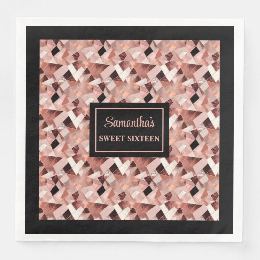 Lux Wedding Napkins Rose Gold Glitter Metallic Serviette (Vorderseite)