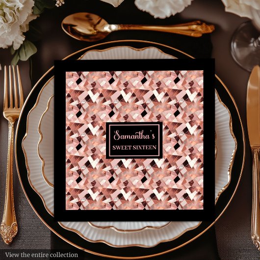 Lux Wedding Napkins Rose Gold Glitter Metallic Serviette