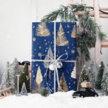 Lux Weihnachts Gold auf blauem Wrapping Paper