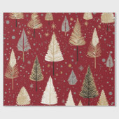 Lux Weihnachts Gold auf Red Wrapping Paper Geschenkpapier (Flach)