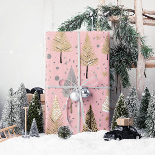 Lux Weihnachts Gold auf rosa Wrapping Paper Geschenkpapier