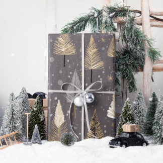 Lux Weihnachtsgold auf grauem Wrapping Papier Geschenkpapier