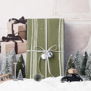 Lux Weihnachtsweiße Streifen auf Grün Geschenkpapier