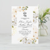 Lux White Orchids Hochzeit Einladung (Stehend Vorderseite)