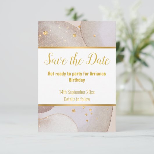 LUXE ABSTRAKT MARBLE BUBBLE GOLD SAVE THE DATE RSVP KARTE (Stehend Vorderseite)