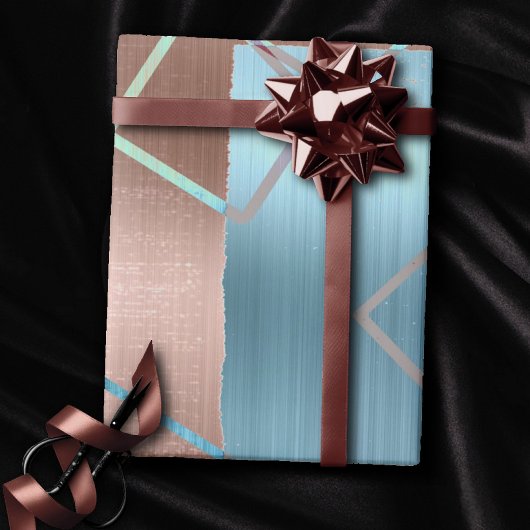 Luxe Abstrakt | Rose rot und Aquamarin geometrisch Geschenkpapier