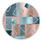 Luxe Abstrakt | Rose rot und Aquamarin geometrisch Keramikknauf (Vorderseite)