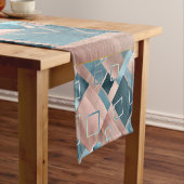 Luxe Abstrakt | Rose rot und Aquamarin geometrisch Kurzer Tischläufer (Beispiel)