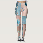 Luxe Abstrakt | Rose rot und Aquamarin geometrisch Leggings (Vorderseite)