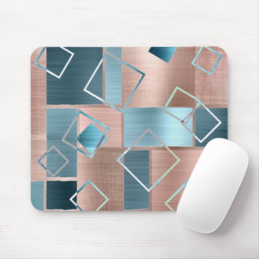 Luxe Abstrakt | Rose rot und Aquamarin geometrisch Mousepad (Mit Mouse)