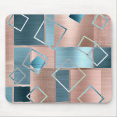 Luxe Abstrakt | Rose rot und Aquamarin geometrisch Mousepad (Vorne)