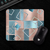 Luxe Abstrakt | Rose rot und Aquamarin geometrisch Mousepad