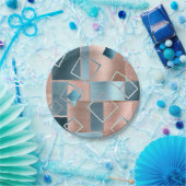 Luxe Abstrakt | Rose rot und Aquamarin geometrisch Pappteller (Party)