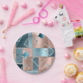 Luxe Abstrakt | Rose rot und Aquamarin geometrisch Pappteller (Party)