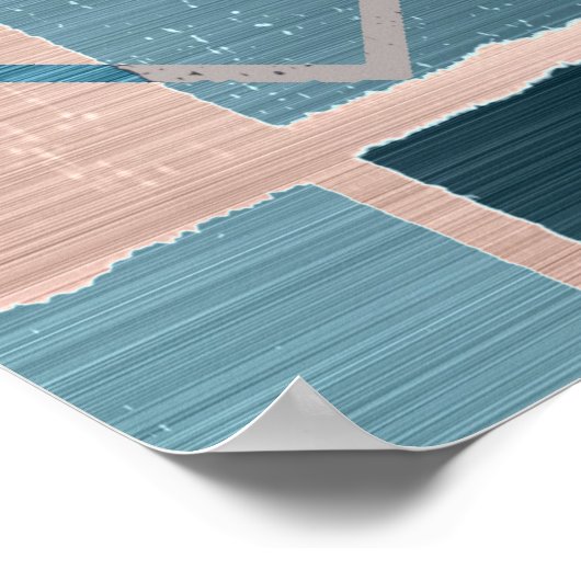 Luxe Abstrakt | Rose rot und Aquamarin geometrisch Poster (Ecke)