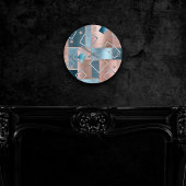 Luxe Abstrakt | Rose rot und Aquamarin geometrisch Runde Wanduhr