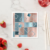 Luxe Abstrakt | Rose rot und Aquamarin geometrisch Serviette (Beispiel)