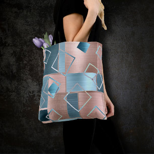 Luxe Abstrakt   Rose rot und Aquamarin geometrisch Tasche