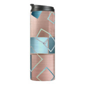 Luxe Abstrakt | Rose rot und Aquamarin geometrisch Thermosbecher (Nach rechts gedreht)