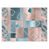 Luxe Abstrakt | Rose rot und Aquamarin geometrisch Tischdecke (Vorderseite (Horizontal))