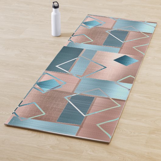 Luxe Abstrakt | Rose rot und Aquamarin geometrisch Yogamatte (Beispiel)