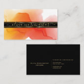 Luxe Abstrakt Watercolor Tinten Coral Visitenkarte (Vorne/Hinten)