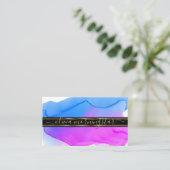 Luxe Abstrakte Aquarellfarben Tinten Blauer Violet Visitenkarte (Stehend Vorderseite)