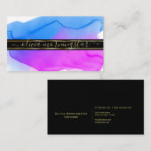 Luxe Abstrakte Aquarellfarben Tinten Blauer Violet Visitenkarte (Vorne/Hinten)