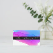 Luxe Abstrakte Aquarellfarben Tinten Blauer Violet Visitenkarte (Stehend Vorderseite)