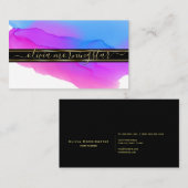 Luxe Abstrakte Aquarellfarben Tinten Blauer Violet Visitenkarte (Vorne/Hinten)