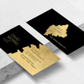 Luxe Abstrakte Gold-Pinselstriche-Logo auf Schwarz Visitenkarte