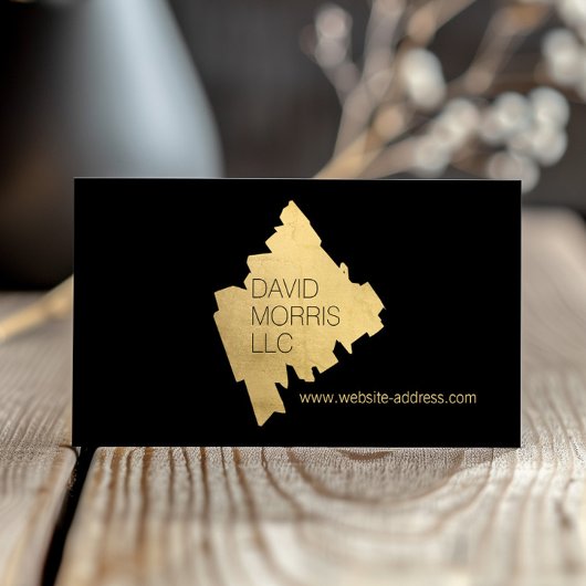 Luxe Abstrakte Gold-Pinselstriche-Logo auf Schwarz Visitenkarte