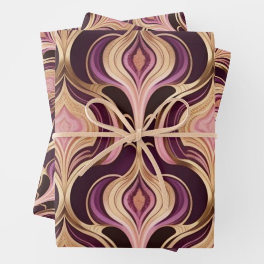 Luxe AI Art Gold Foil Pink Burgund Geschenkpapier Set (Beispiel)