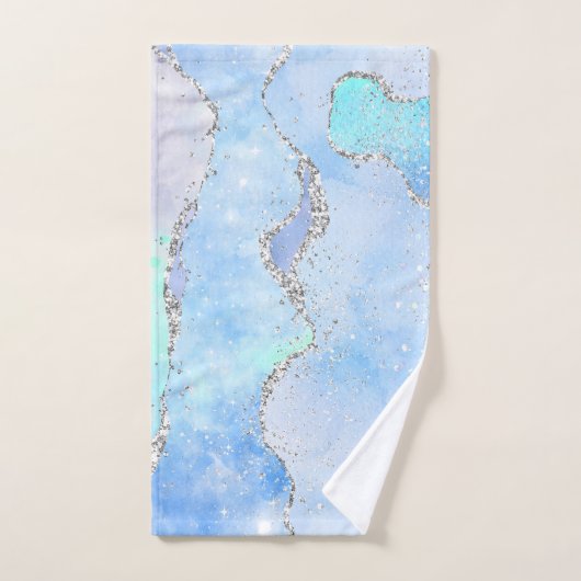 LUXE AQUA BLUE SPARKLE MARBLE CUSTOM 2 TOWEL SET (Handtuch)