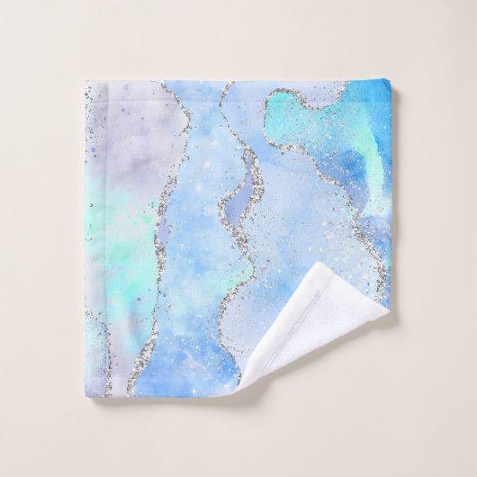 LUXE AQUA BLUE SPARKLE MARBLE CUSTOM 2 TOWEL SET (Waschlappen)