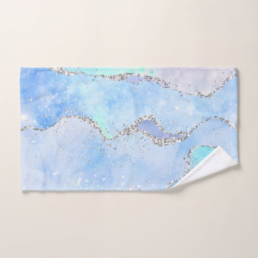 LUXE AQUA BLUE SPARKLE MARBLE CUSTOM 2 TOWEL SET (Handtuch)