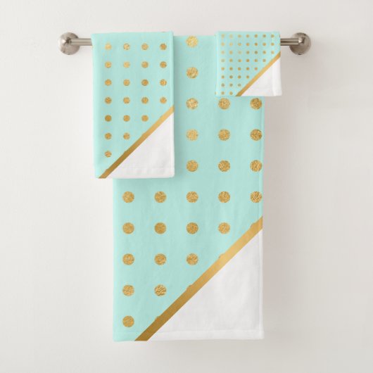 LUXE AQUA GREEN SPOT TOWEL SET (Insitu)