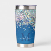 Luxe Aquamarin Blue Holographic Silver Glitzer Mon Thermobecher (Links)