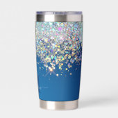 Luxe Aquamarin Blue Holographic Silver Glitzer Mon Thermobecher (Rückseite)