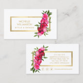 Luxe Aquarell Rose Gold/Weiß Visitenkarte (Vorne/Hinten)