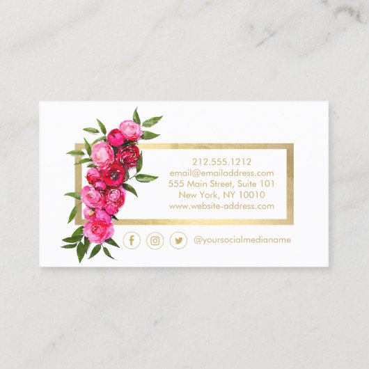 Luxe Aquarell Rose Gold/Weiß Visitenkarte (Rückseite)